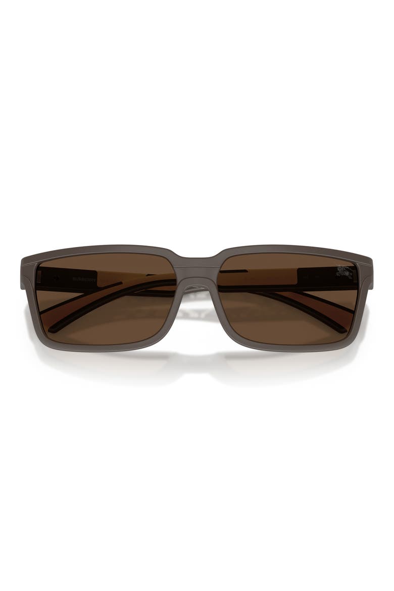 61mm Rectangle Sunglasses, Alternate, color, MATTE BROWN / DARK BROWN