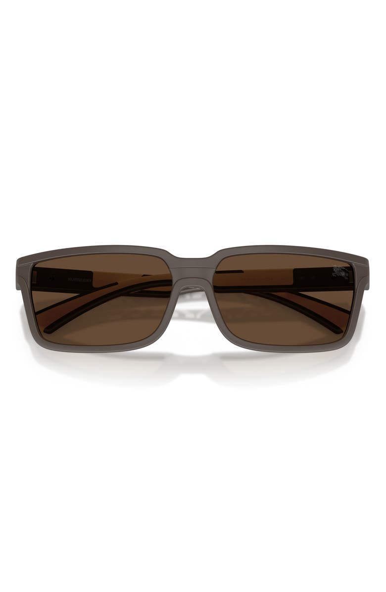 Burberry 61mm Rectangle Sunglasses, Alternate, color, Matte Brown / Dark Brown