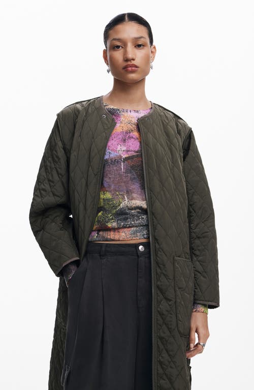 Desigual Odense Reversible Quilted Jacket In Green