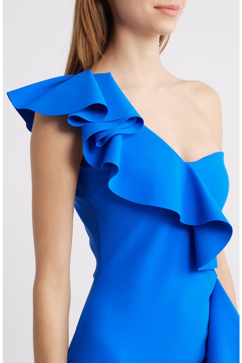 Kafu Ruffle One-Shoulder Mermaid Gown, Alternate, color, BLUE KLEIN