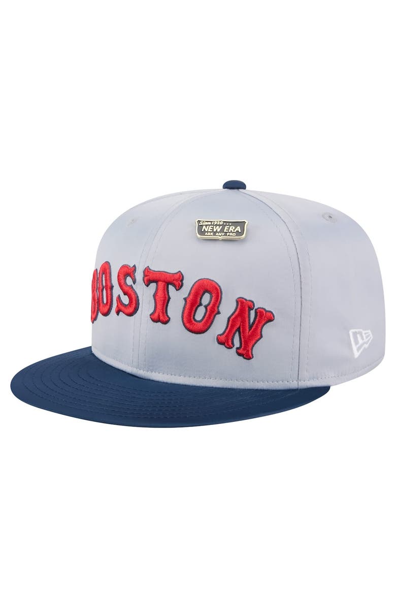 New Era Men's New Era Gray/Navy Boston Red Sox Satin 59FIFTY Fitted Hat, Alternate, color, Gray