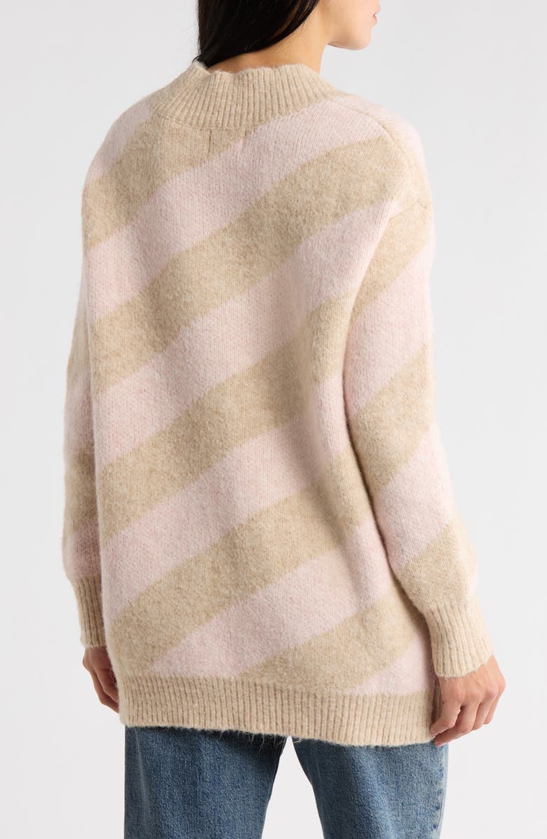 FRNCH Manon Stripe V-Neck Sweater, Alternate, color, Creme