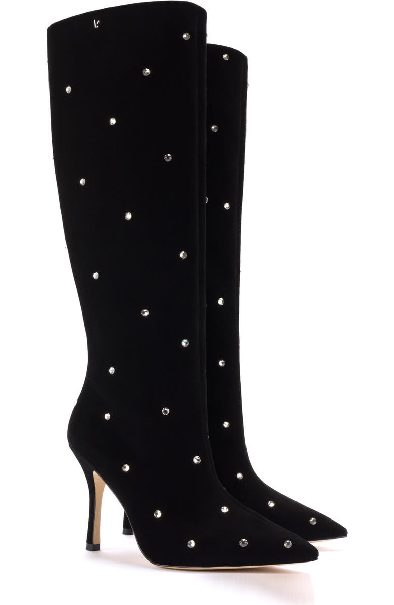 Larroudé Kate Swarovski<sup>®</sup> Crystal Embellished Pointed Toe Knee High Boot, Main, color,