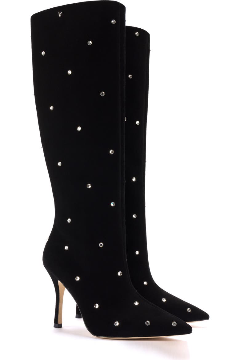 Crystal Toe Larroudé Kate Swarovski® Crystal Embellished Pointed Toe Knee High Boot ...