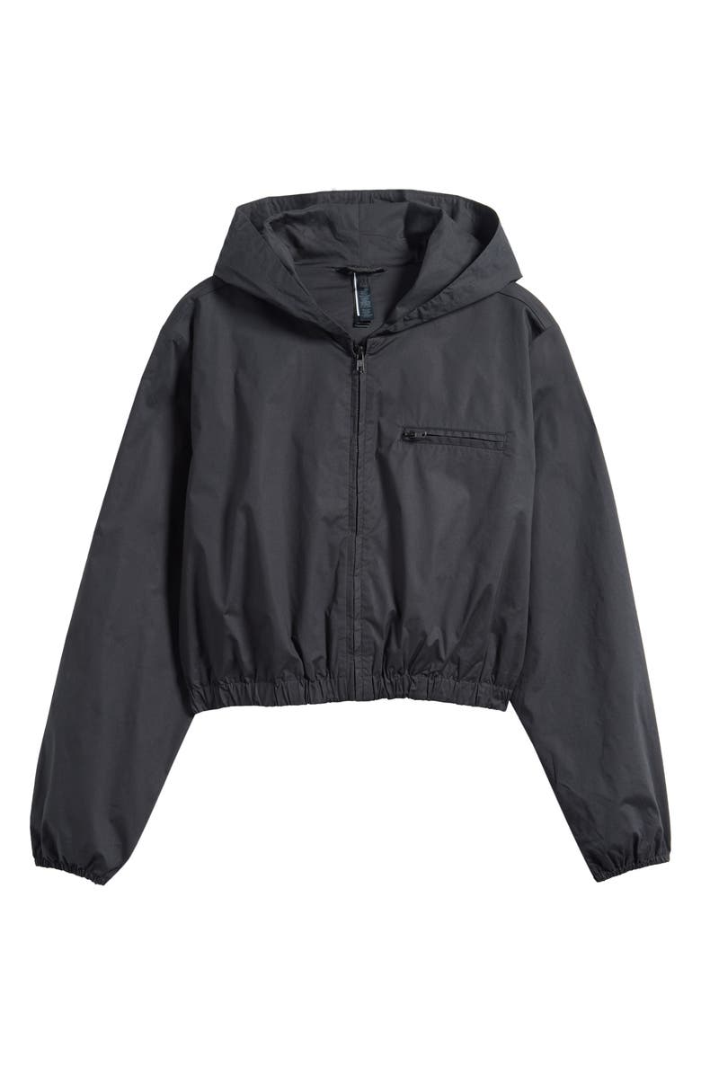 SKIMS Swiss Cotton Crop Zip Hoodie, Alternate, color, Onyx