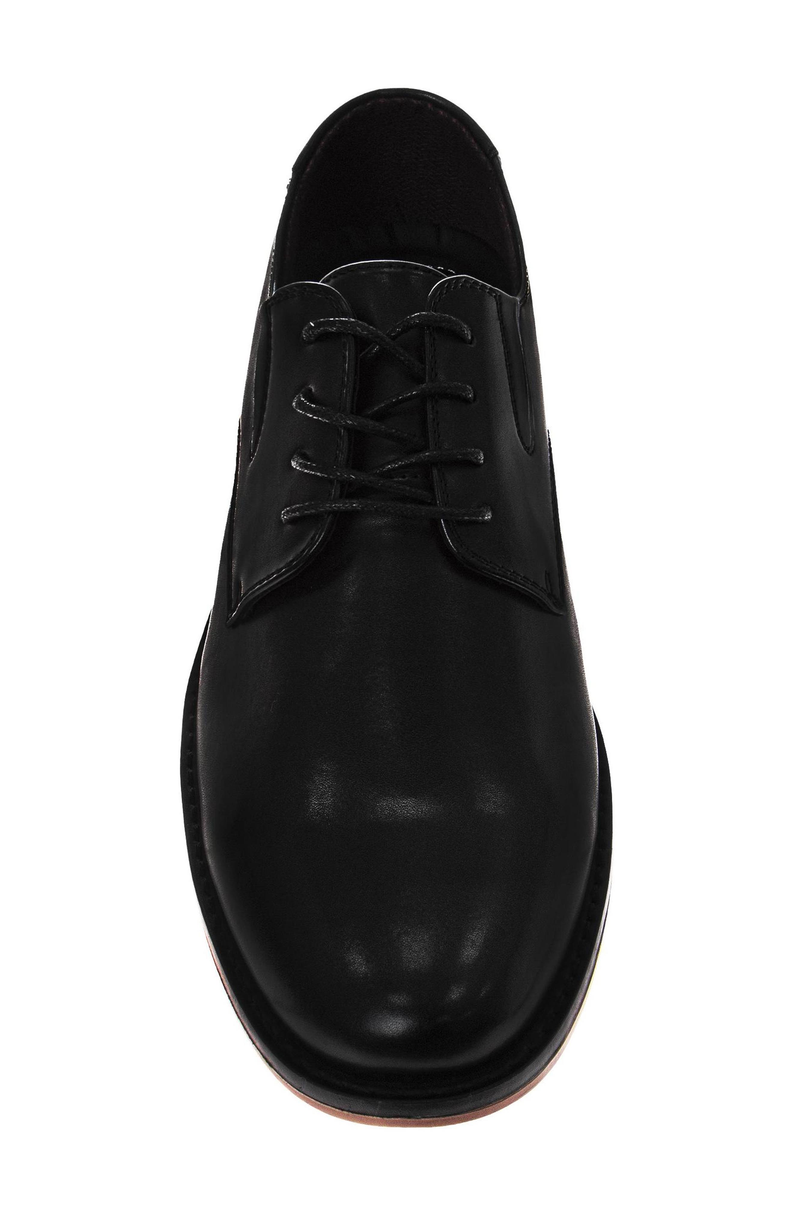 Plain Toe Faux Leather Derby, Alternate, color, BLACK