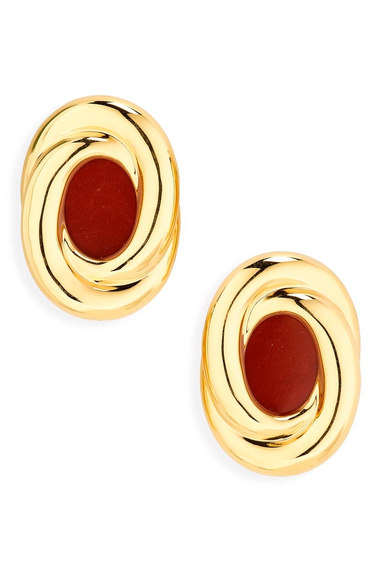 Ochre Gemstone Stud Earrings, Main, color, 18K GOLD VERMEIL