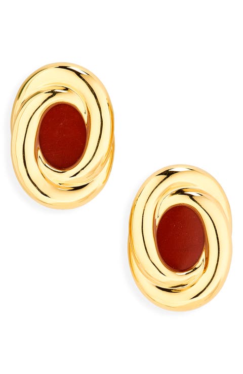 Ochre Gemstone Stud Earrings