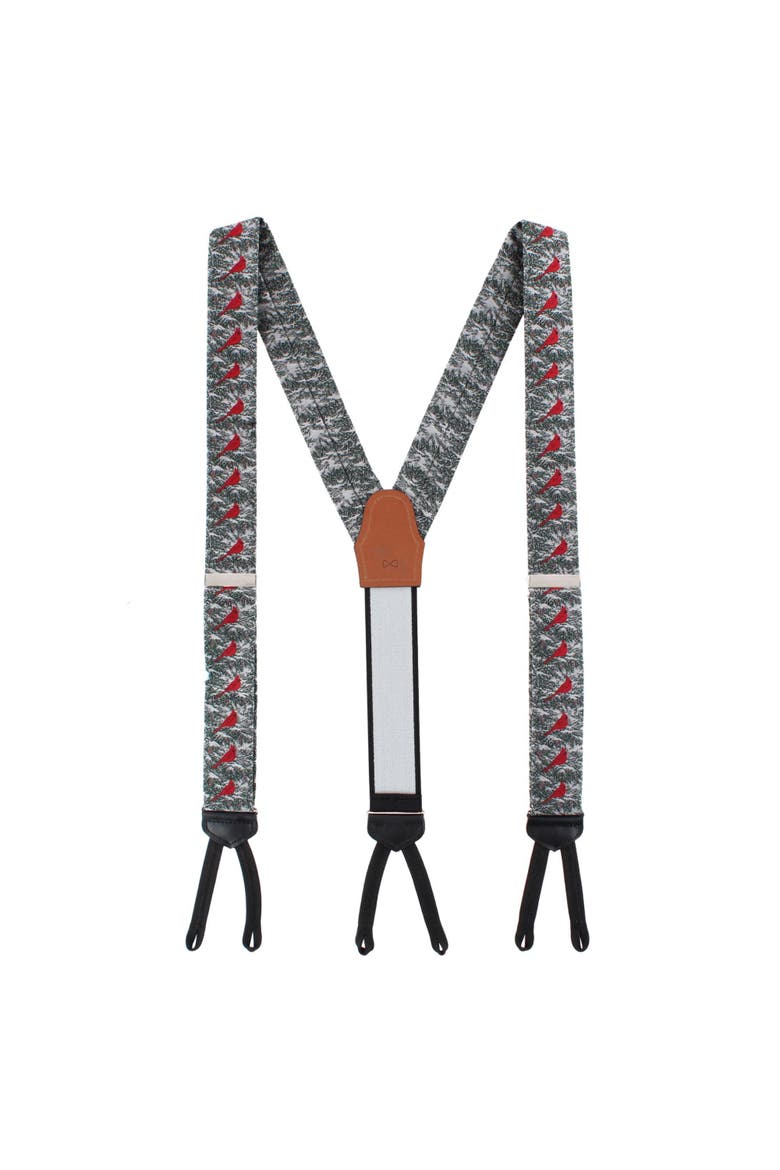 The Snowy Virginia Nightingale Silk Formal End Suspenders, Alternate, color, Green