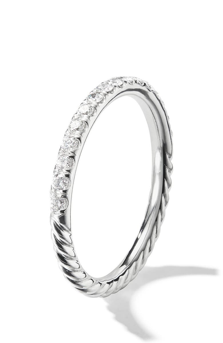 David Yurman Cable Pavé Band Ring with Diamonds in 18K Gold, Alternate, color,