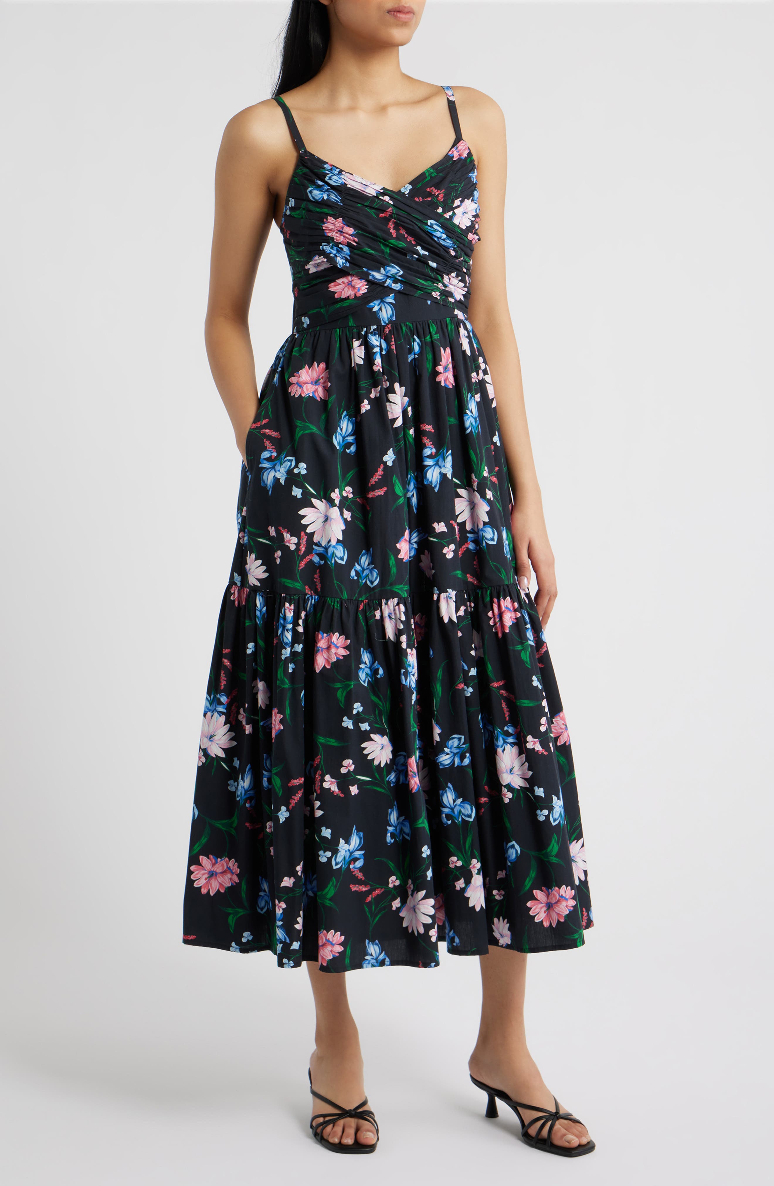 CeCe Floral Fit & Flare Midi Dress