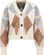 Barbour Silvia Diamond Jacquard Wool Blend Cardigan
