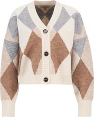 Barbour Silvia Diamond Jacquard Wool Blend Cardigan