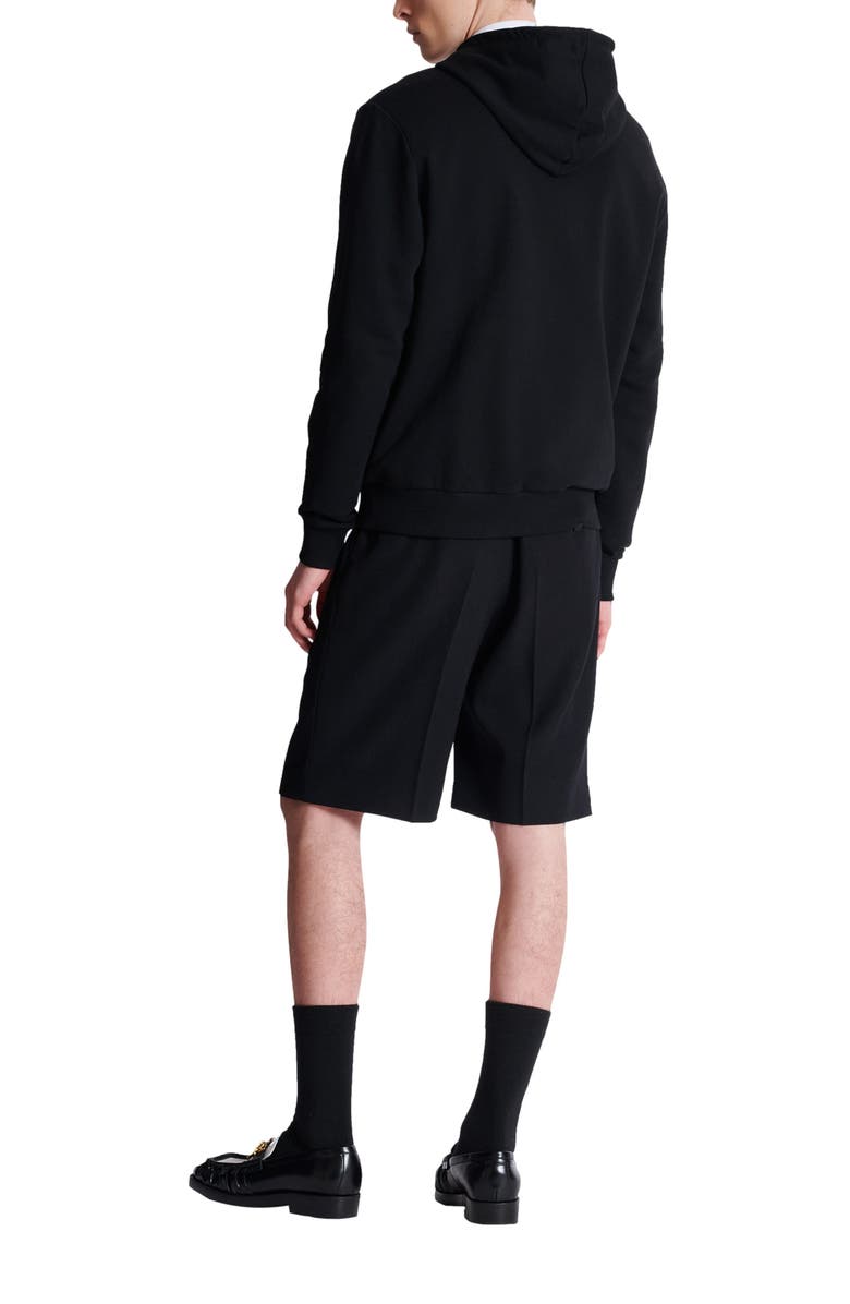 Balmain Printed cotton hoodie, Alternate, color, Black