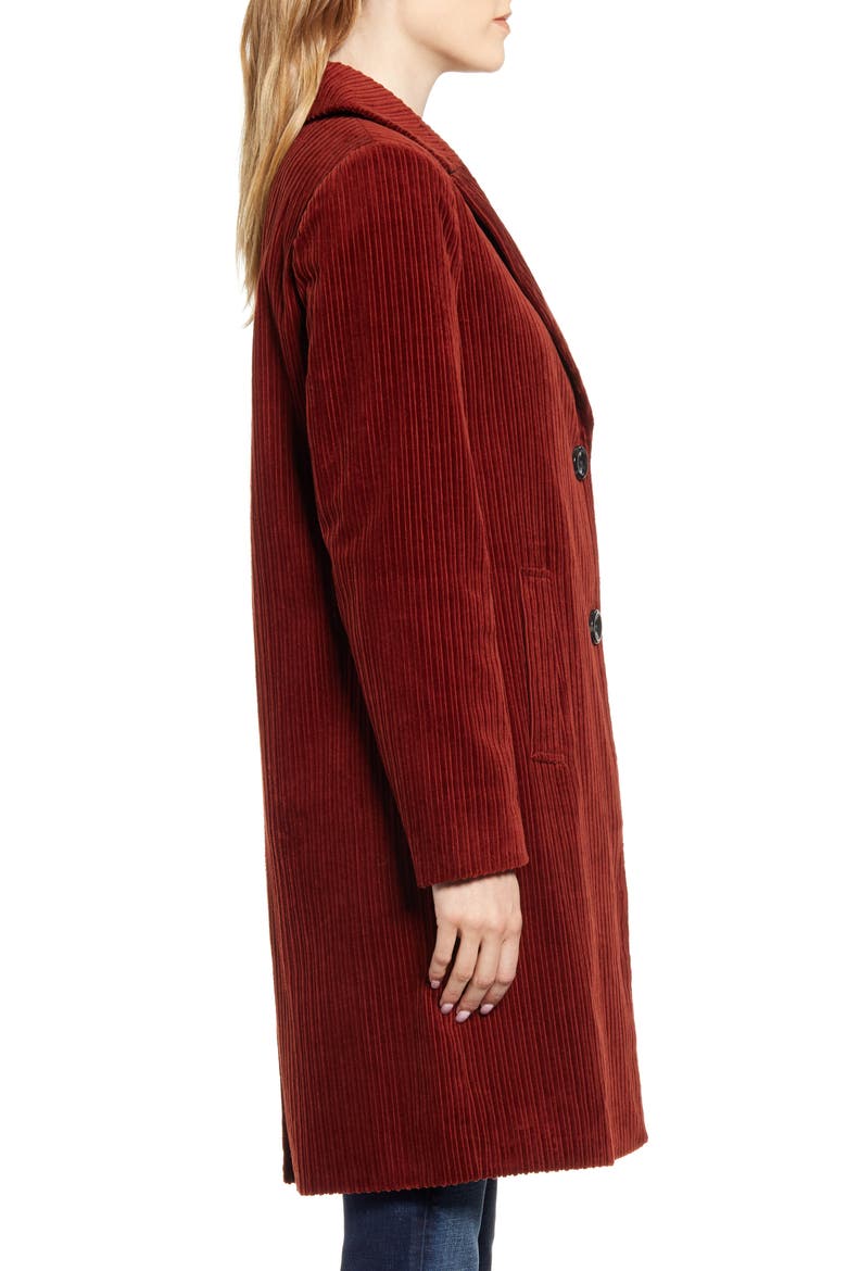 Corduroy Reefer Coat, Alternate, color, RUST