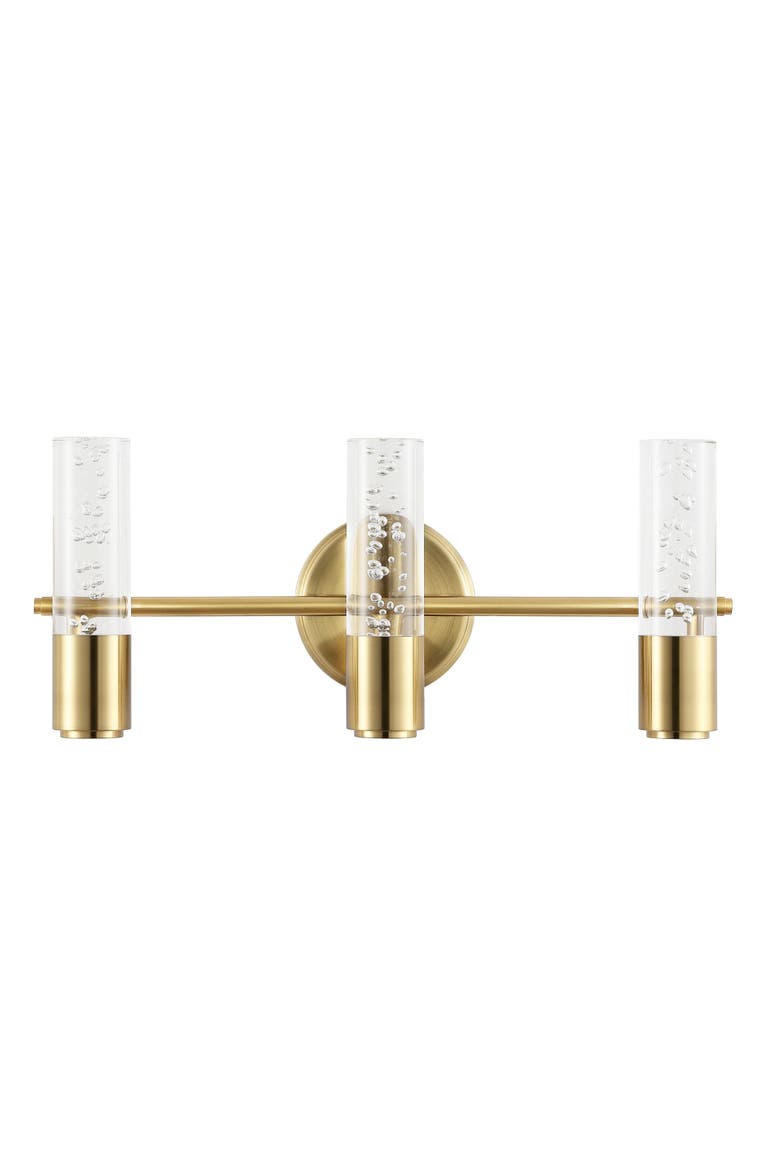 Bolha 3-Light Minimalist Modern Bubble Acrylic/Iron Integrated LED Vanity Light, Alternate, color, Brass Gold