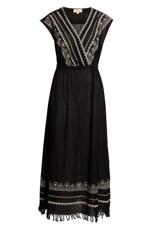 Elan Embroidered Cover-up Maxi Dress In Black