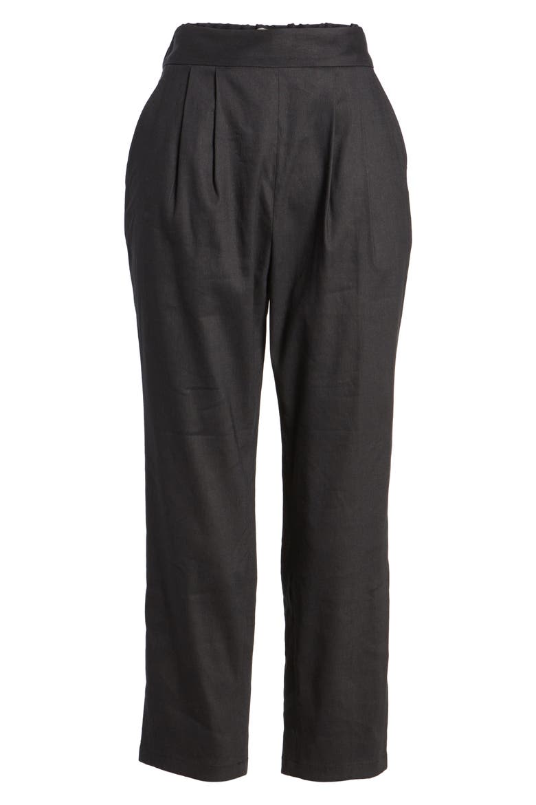 Pleat Front Crop Pants, Alternate, color, BLACK