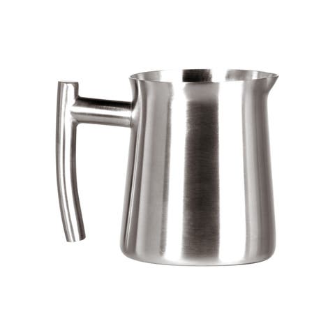 Milk Frothing Pitcher And Creamer, Brushed Stainless Steel Finish, 10-ounce