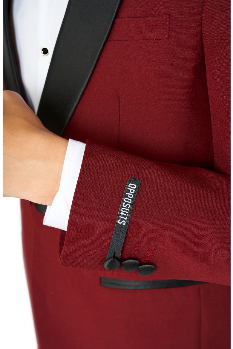 Kids' Hot Burgundy Two-Piece Tuxedo & Bow Tie Set, Alternate, color, RED