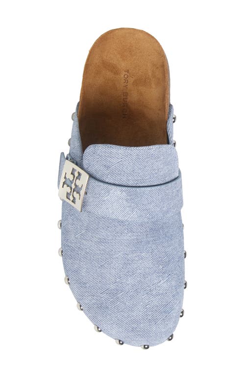 Tory Burch Mellow Studded Mule In Blue Cloud/silver