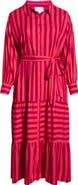 SUGARLIPS Clarisa Mavina Stripe Long Sleeve Button-Up Shirtdress