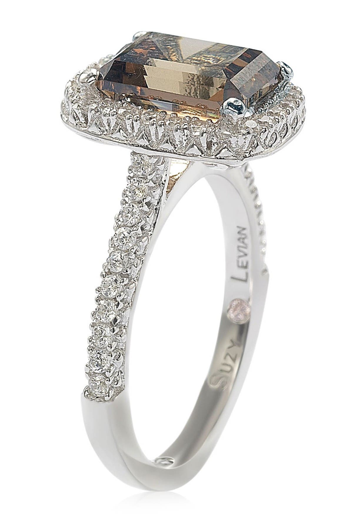 SUZY LEVIAN Sterling Silver Ascher Cut Brown CZ Ring (Women ...