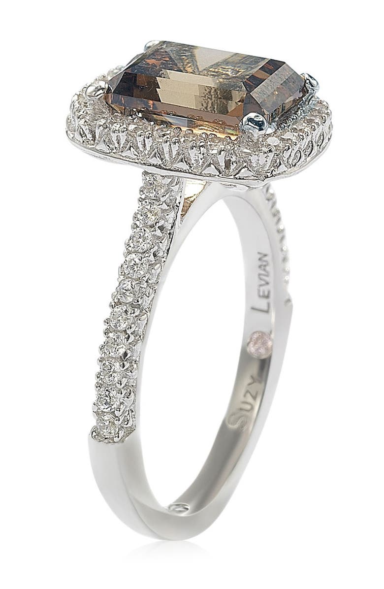 SUZY LEVIAN Sterling Silver Ascher Cut Brown CZ Ring, Alternate, color, 