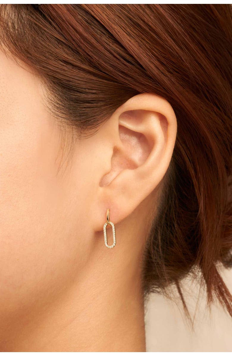 Oradina 10K Yellow Gold Venice Link Diamond Drop Earrings, Alternate, color, Yellow Gold