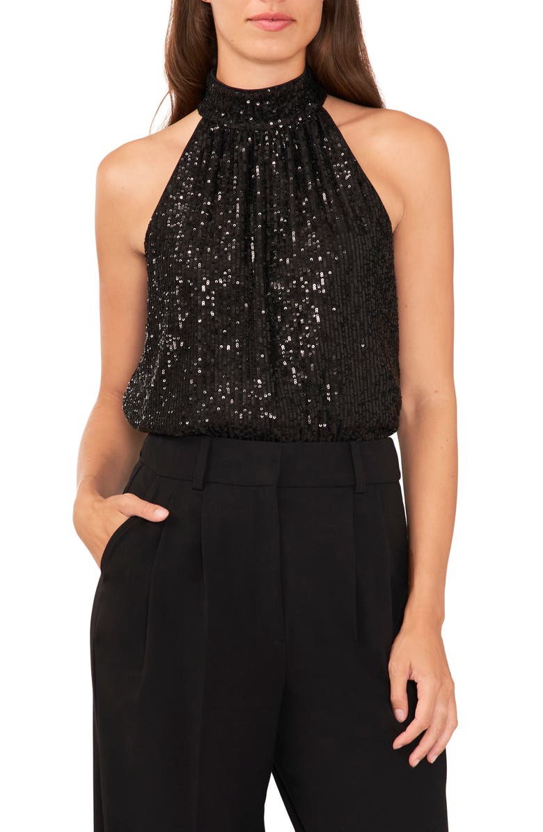 Halogen<sup>®</sup> Halter Neck Sequin Top, Main, color,