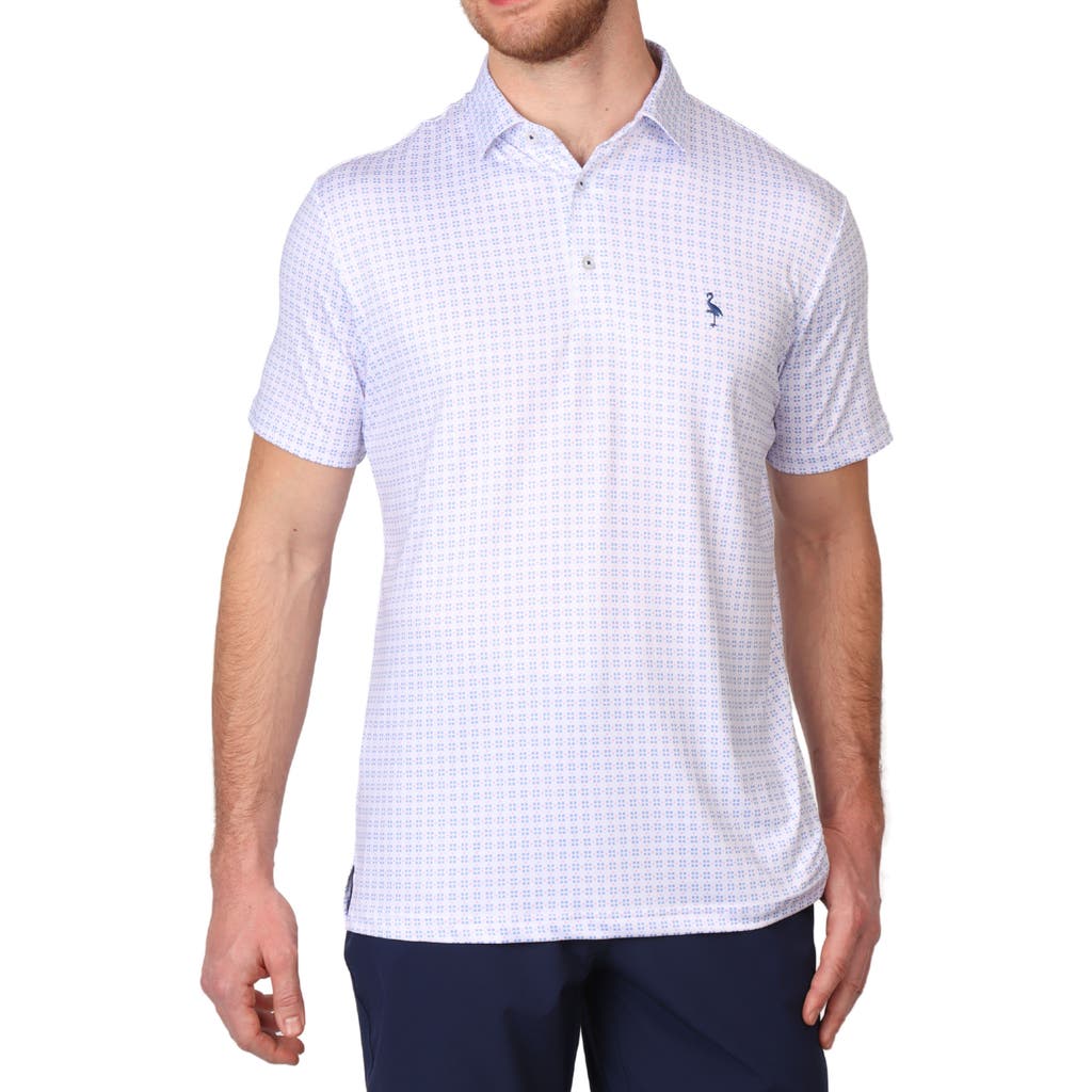 Tailorbyrd Square Print Performance Polo In Dove White