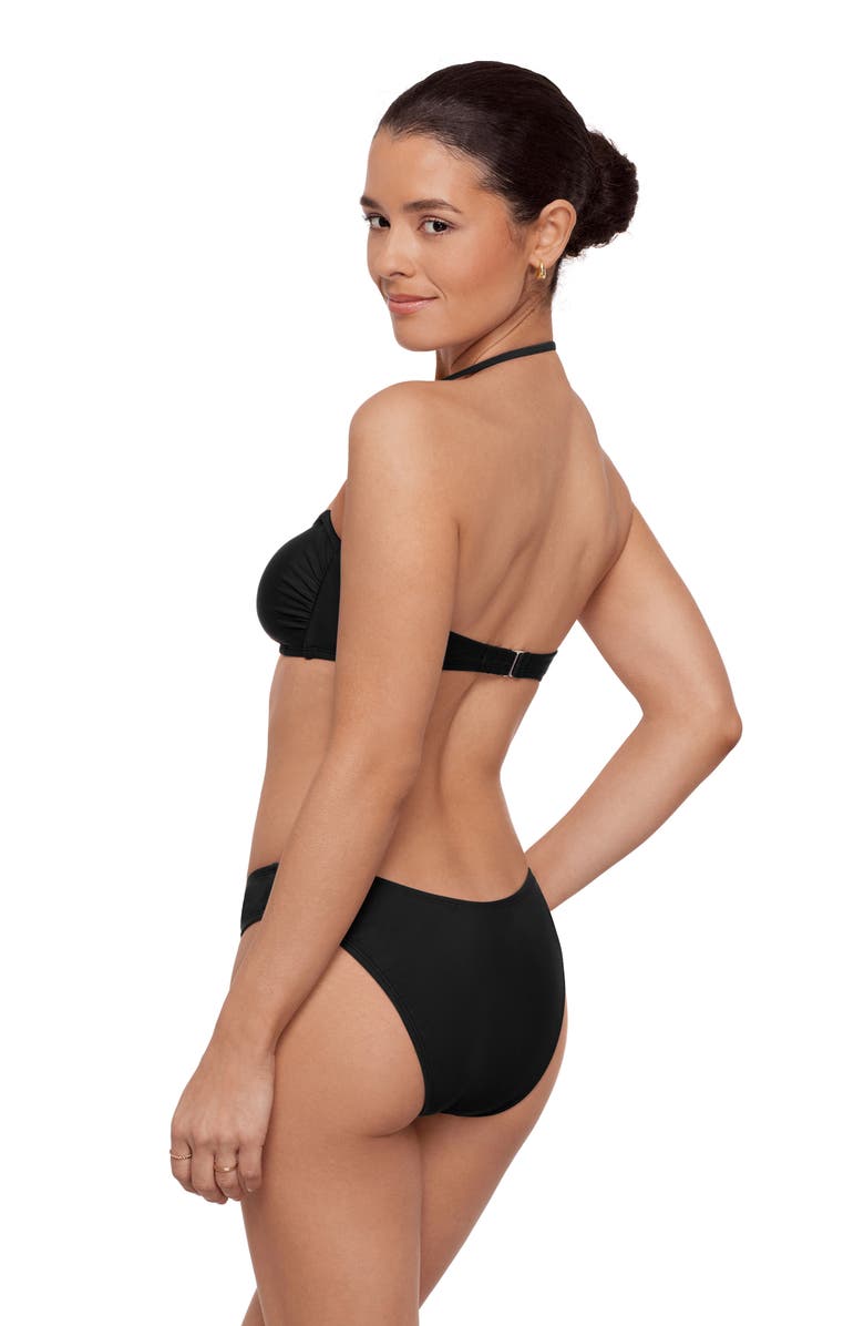 Aqua Green Ring Front Bandeau Bikini Set, Alternate, color, Black