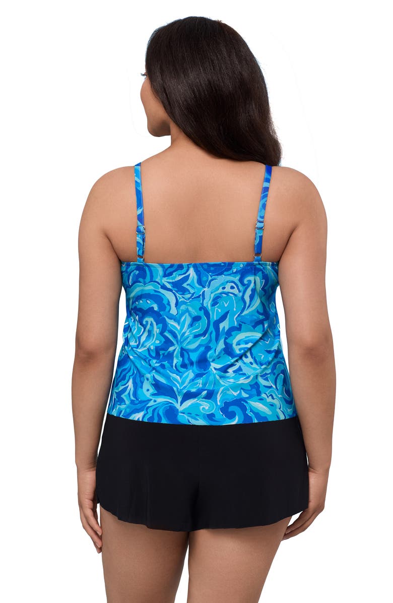 Trimshaper Farrah Scoopneck Swim Romper with Pockets, Alternate, color, Tumbled Paisley