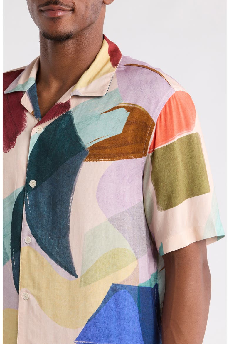 Didcot Painted Shapes Camp Shirt, Alternate, color, GREEN MULTI