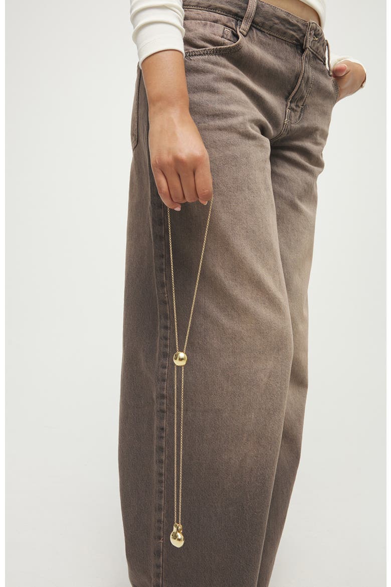 18k gold-plated necklace with height-adjustable chain with two weights, Alternate, color, Gold