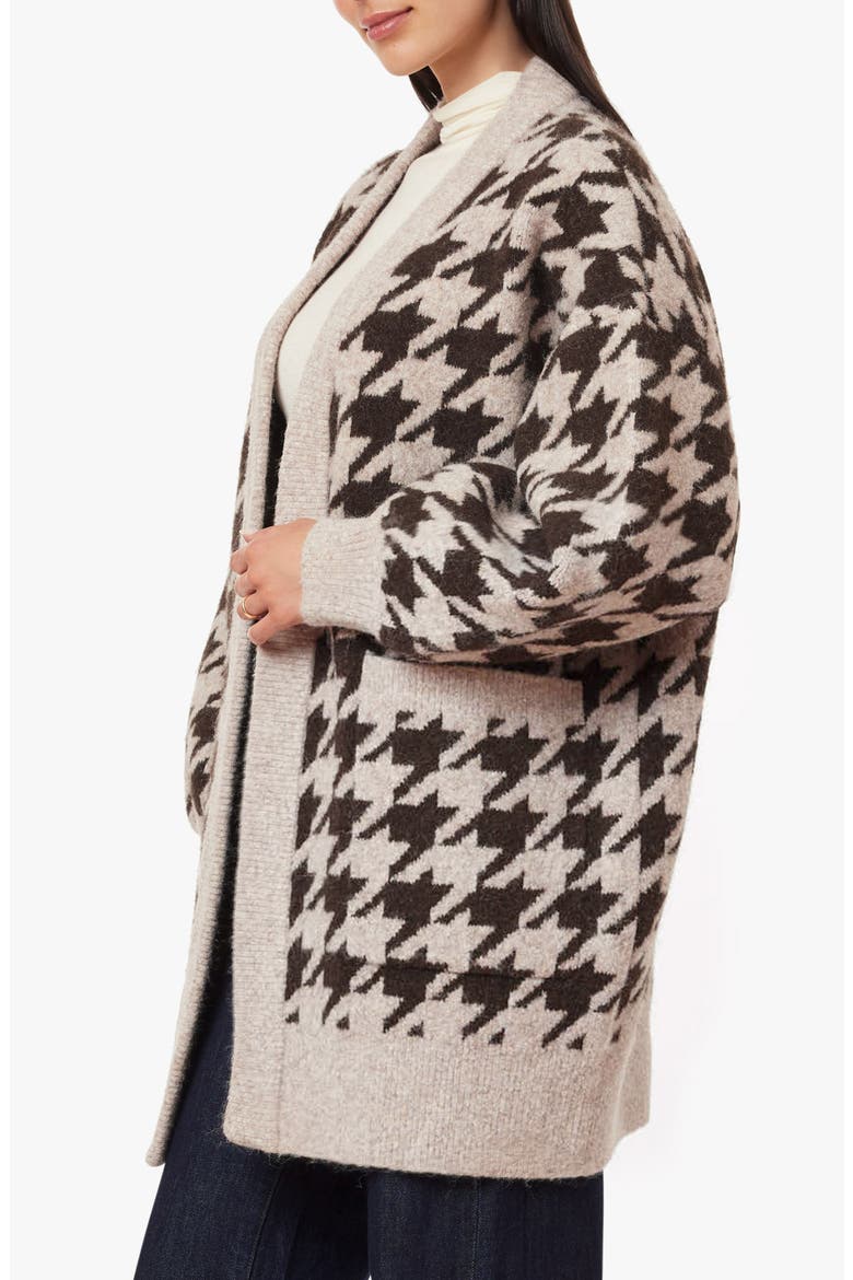 Houndstooth Cardigan, Alternate, color, TAUPE HOUNDSTOOTH