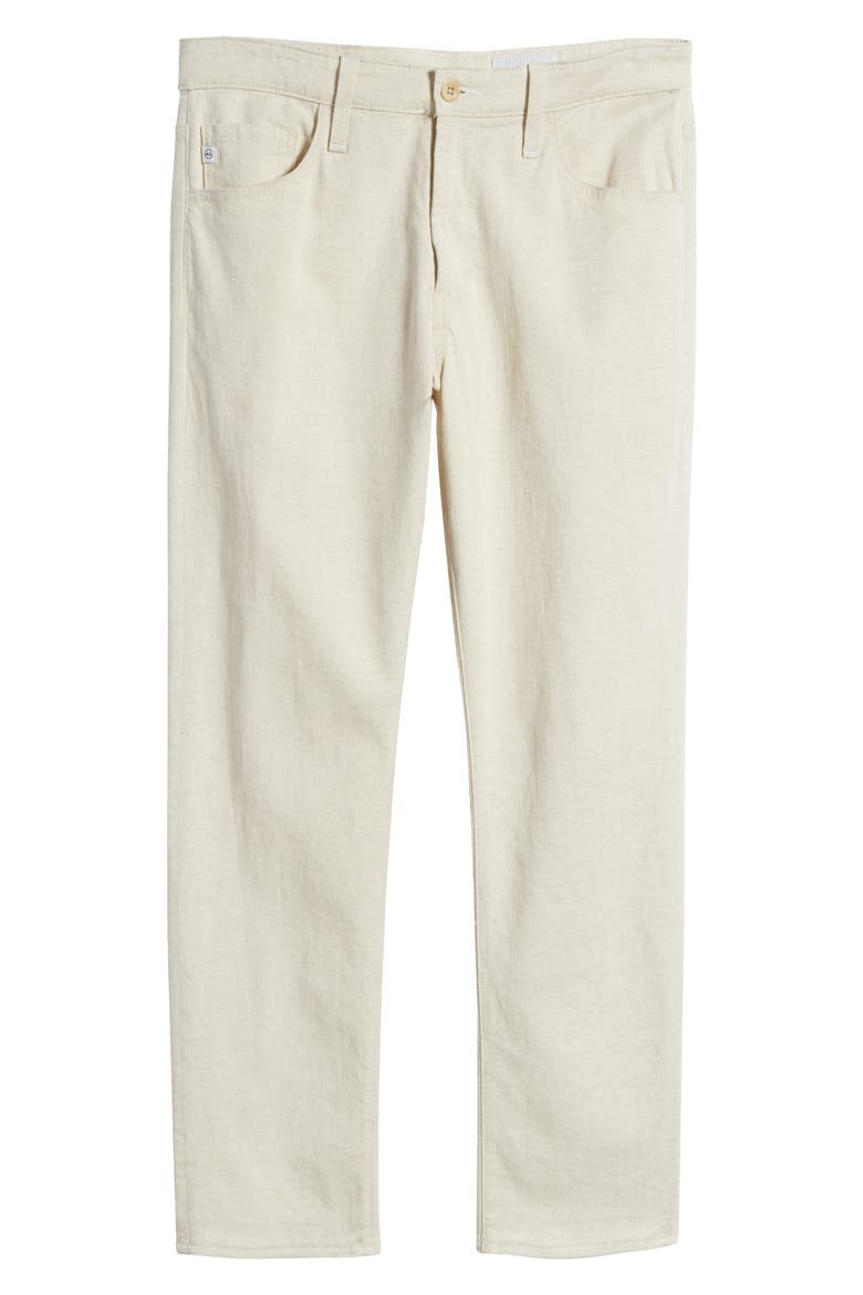 Everett Slim Straight Leg Cotton & Linen Blend Jeans, Alternate, color, NATURAL