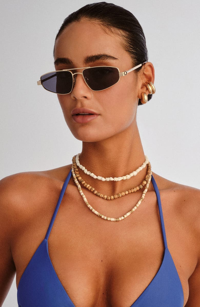 Le Specs Treausure 59mm Oval Sunglasses, Alternate, color, Gold / Smoke Mono