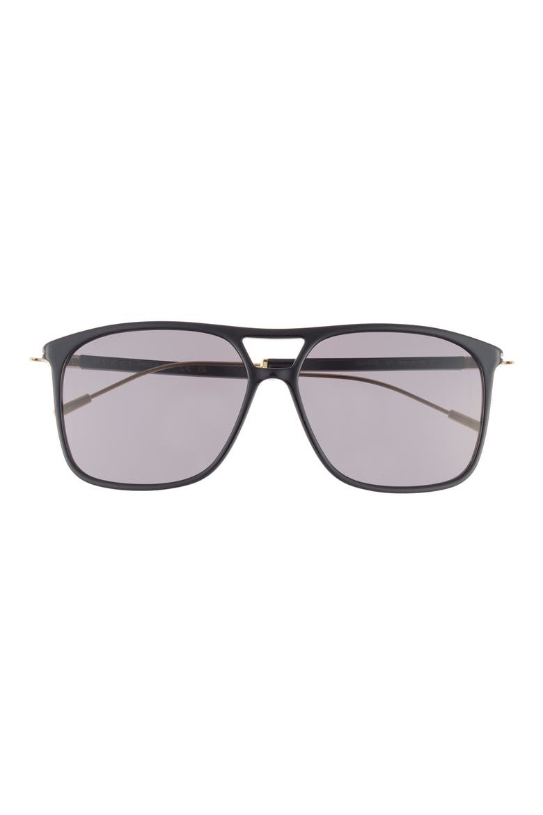 60mm Aviator Sunglasses, Main, color, BLACK GOLD GREY