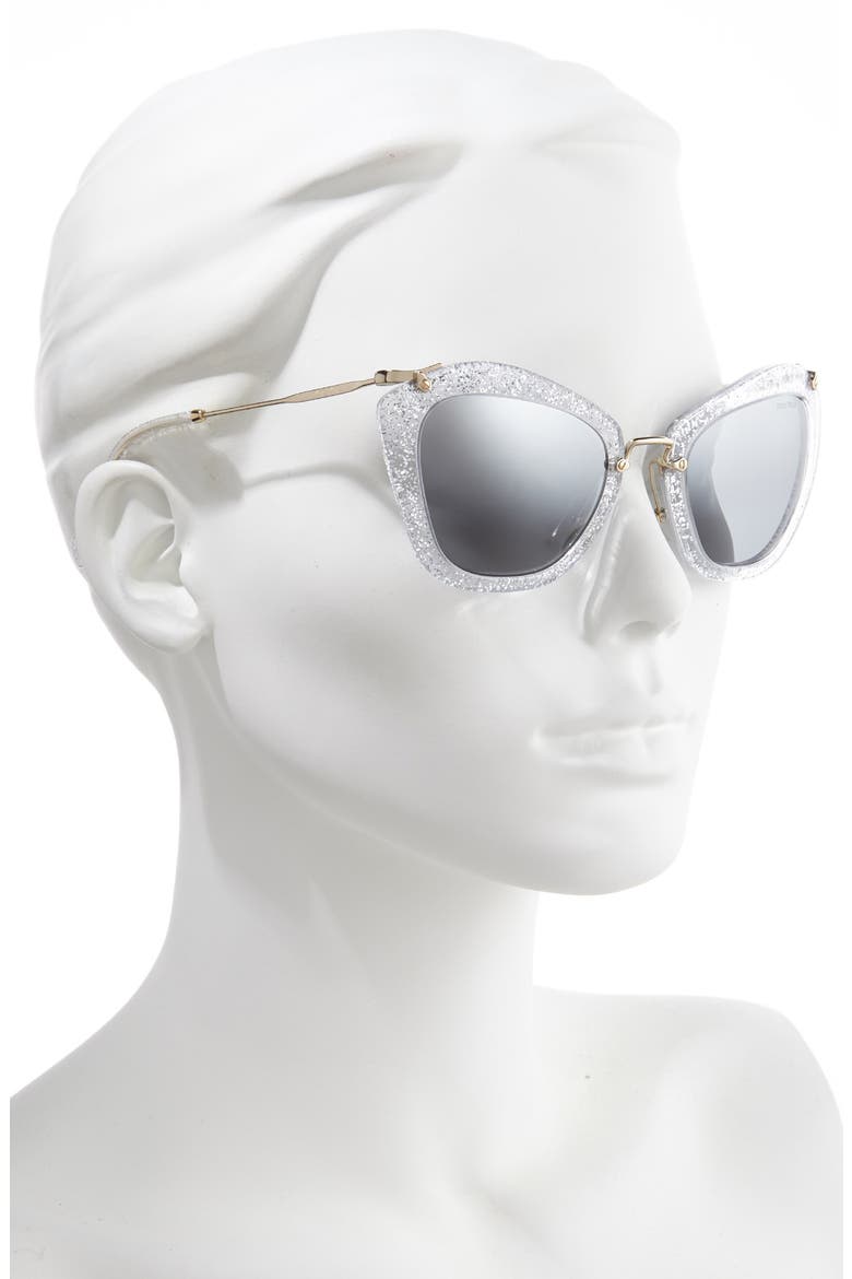 55mm Sunglasses, Alternate, color, WHITE SILVER/ GRAD MIRR