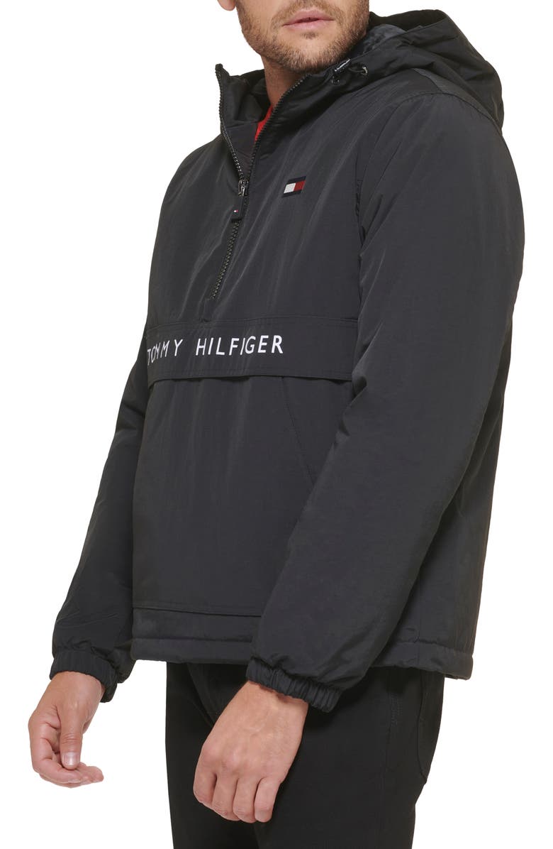 Tommy Hilfiger Water Resistant Hooded Fleece Lined Anorak Jacket, Alternate, color, Black