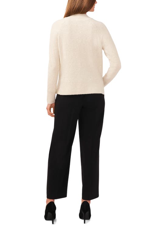 Halogen Sequin Mock Neck Sweater In Flax