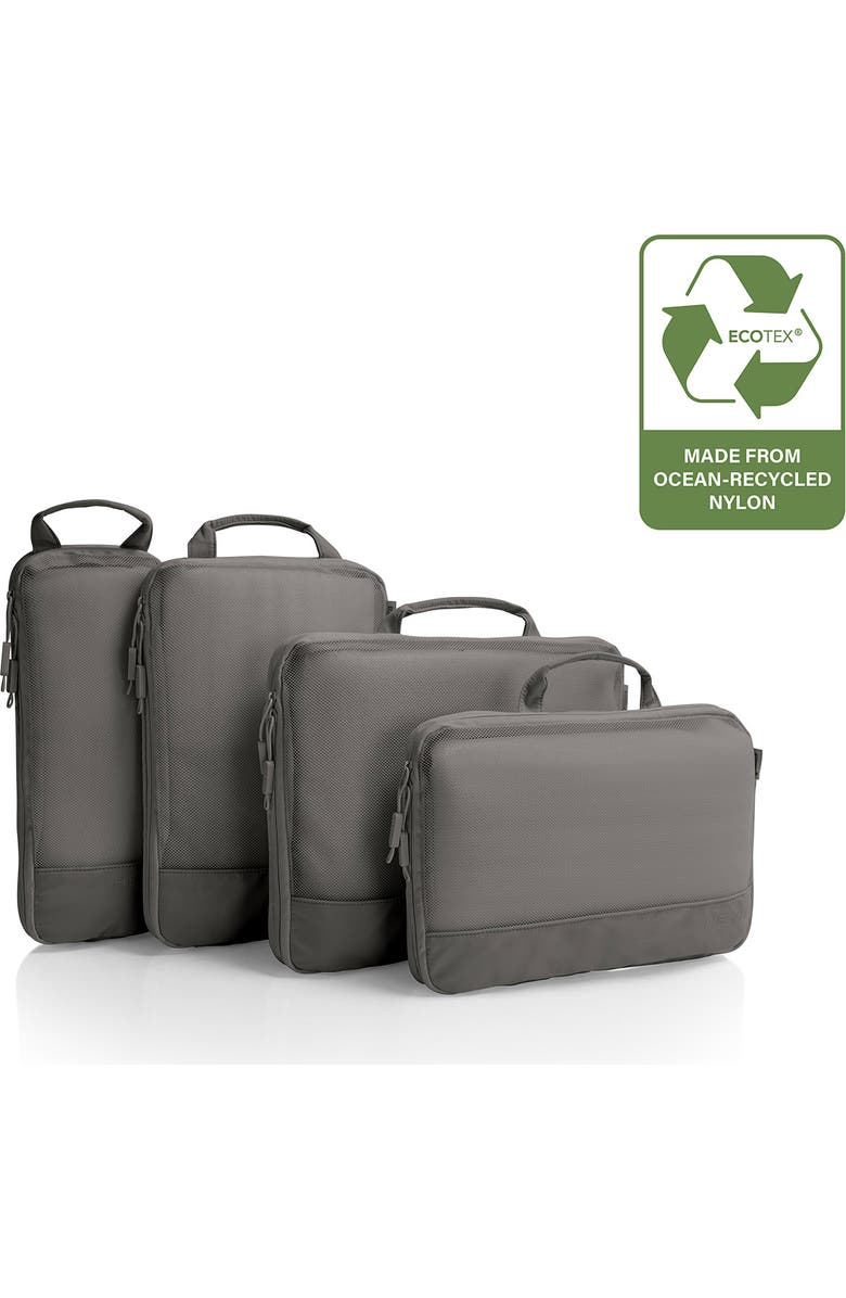 Heys EcoTex<sup>®</sup> Compression Packing Cube 4 Piece Set, Main, color, Grey Stone