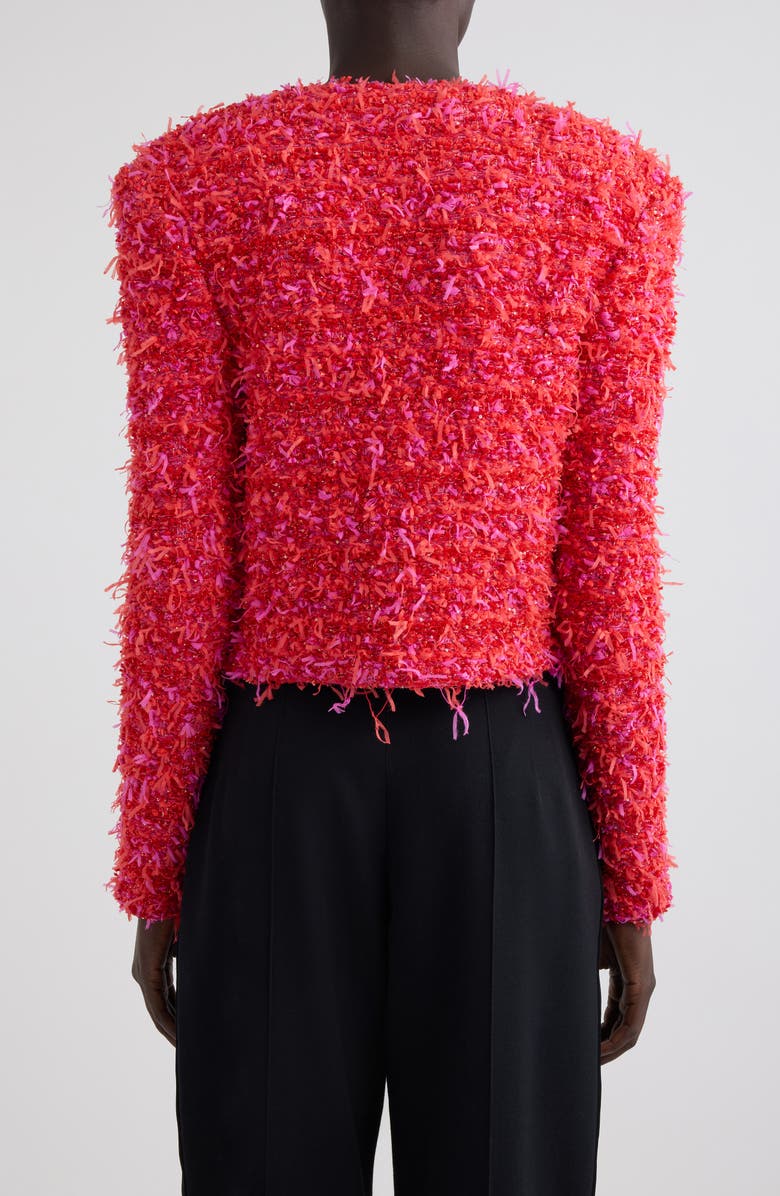 Balmain Crop Sequin Tweed Jacket, Alternate, color, 