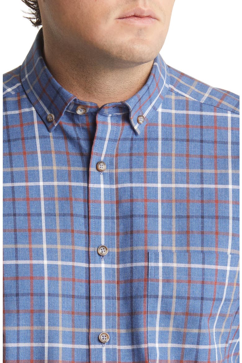 Yarn Dyed Grid Cotton Button-Up Shirt, Alternate, color, BLUE
