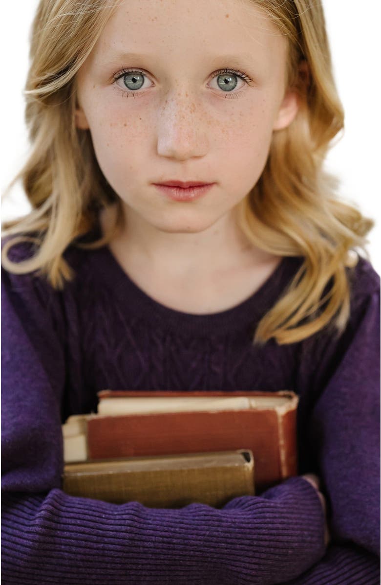 Hope & Henry Girls' Organic Cable Bodice Sweater Dress, Toddler, Alternate, color, 