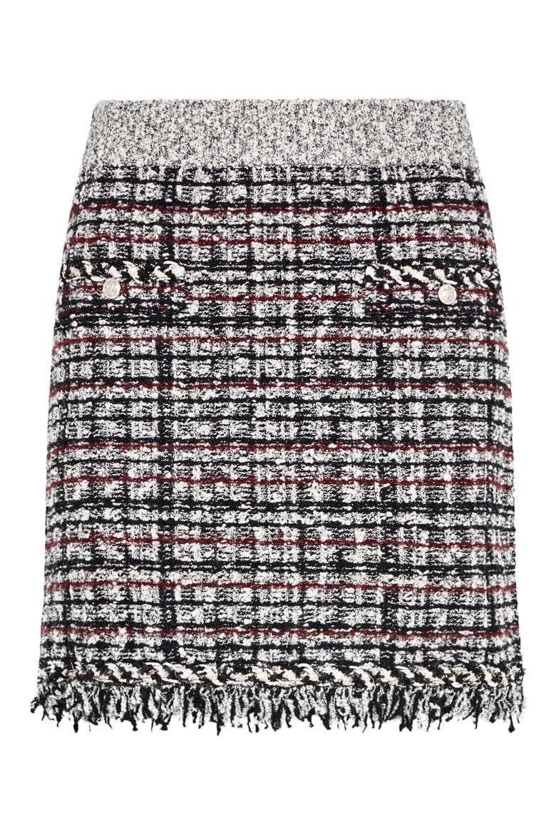 Dove Fringed Miniskirt, Alternate, color, BLACK/ WHITE