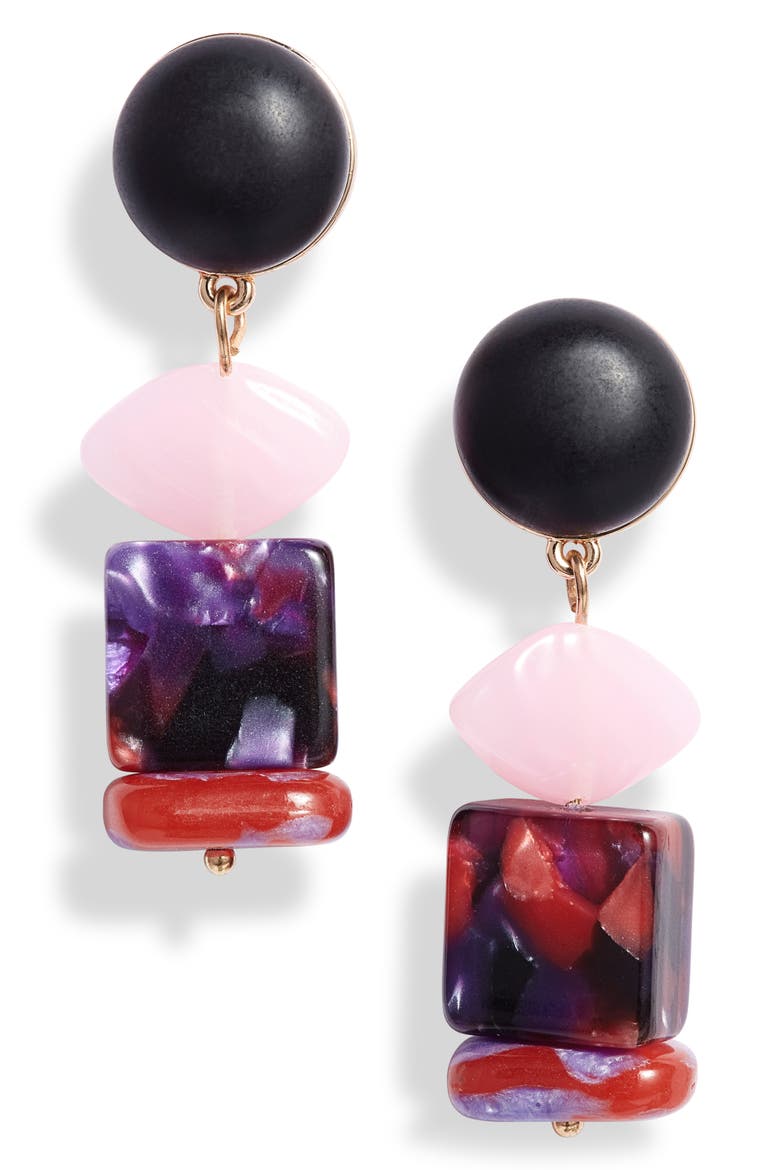 Mini Stacked Stone Earrings (Nordstrom Exclusive), Main, color, PRINCESS PINK