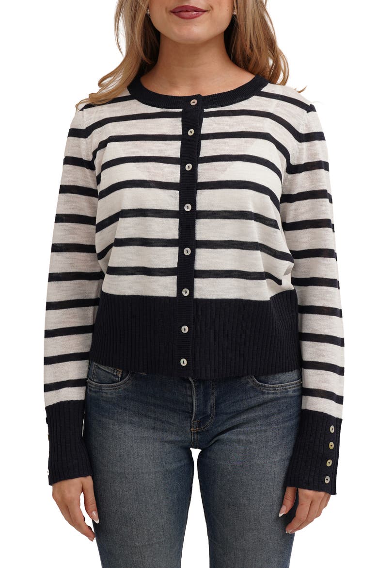 Stripe Contrast Cardigan, Main, color, ECLIPSE/ BONE