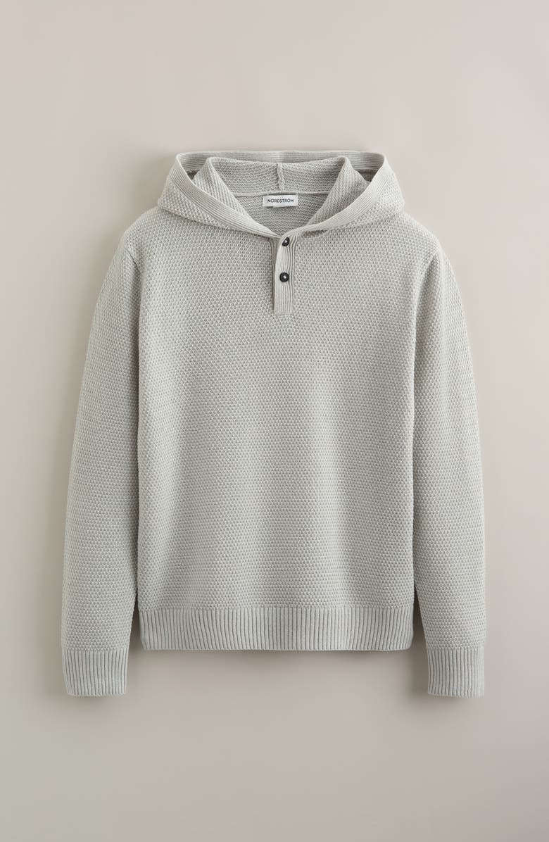 Nordstrom Kids' Hooded Henley Sweater, Main, color, Grey Lt Heather
